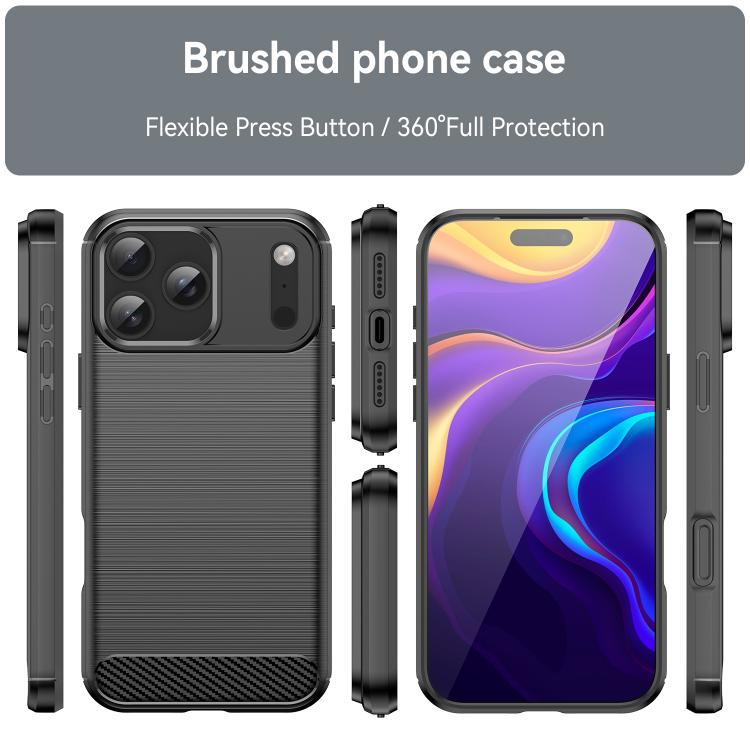 For iPhone 17 Pro Max Brushed Texture Carbon Fiber TPU Phone Case