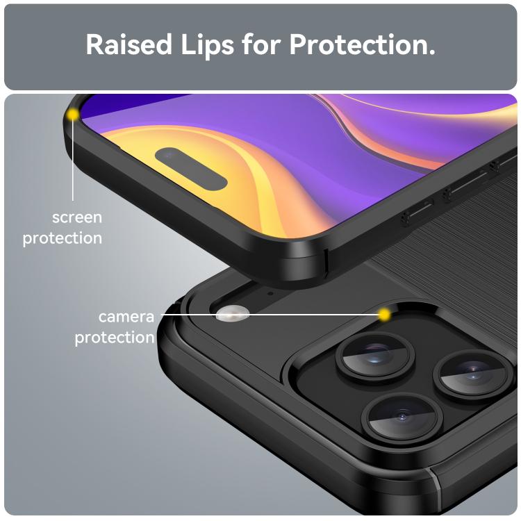 For iPhone 17 Pro Max Brushed Texture Carbon Fiber TPU Phone Case