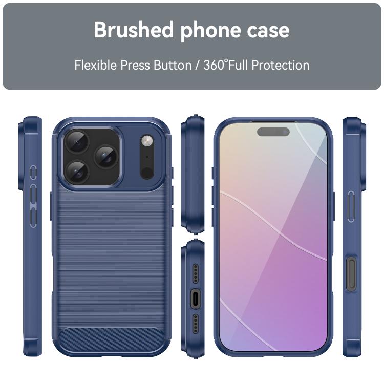 For iPhone 17 Pro Brushed Texture Carbon Fiber TPU Phone Case