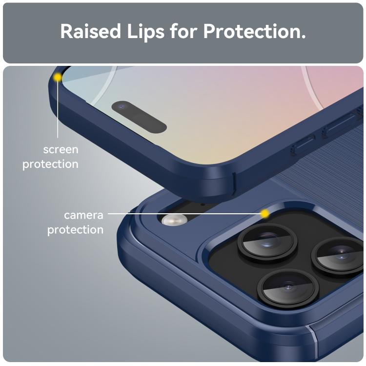 For iPhone 17 Pro Brushed Texture Carbon Fiber TPU Phone Case