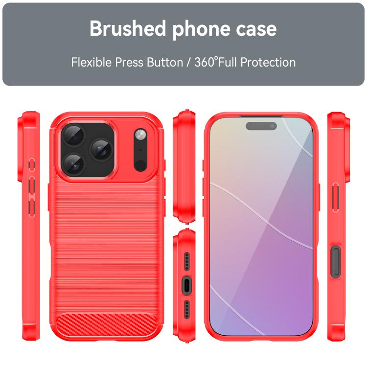 For iPhone 17 Pro Brushed Texture Carbon Fiber TPU Phone Case