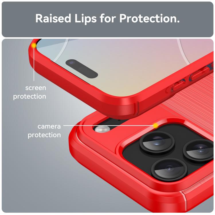 For iPhone 17 Pro Brushed Texture Carbon Fiber TPU Phone Case