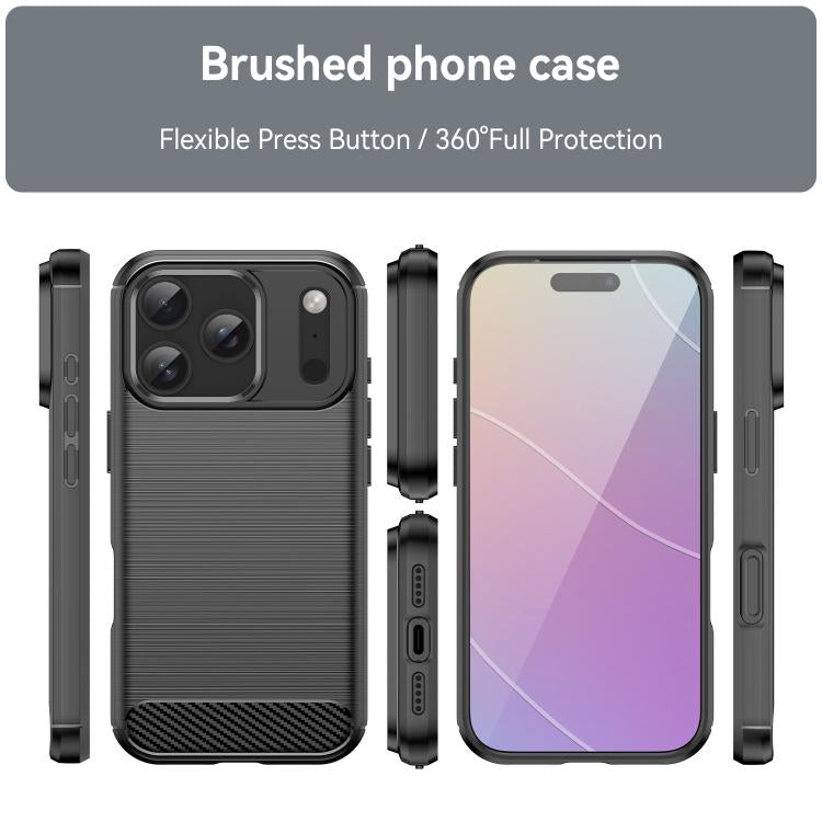For iPhone 17 Pro Brushed Texture Carbon Fiber TPU Phone Case