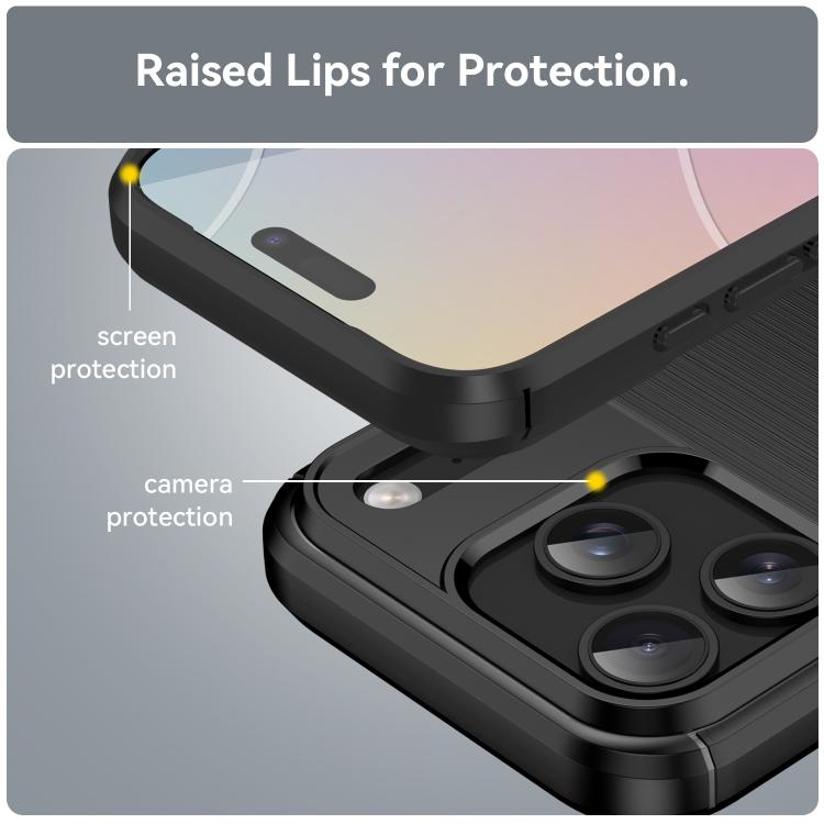For iPhone 17 Pro Brushed Texture Carbon Fiber TPU Phone Case