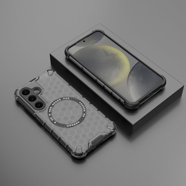 For Samsung Galaxy S24 5G Honeycomb Magnetic Ring Shockproof Phone Case