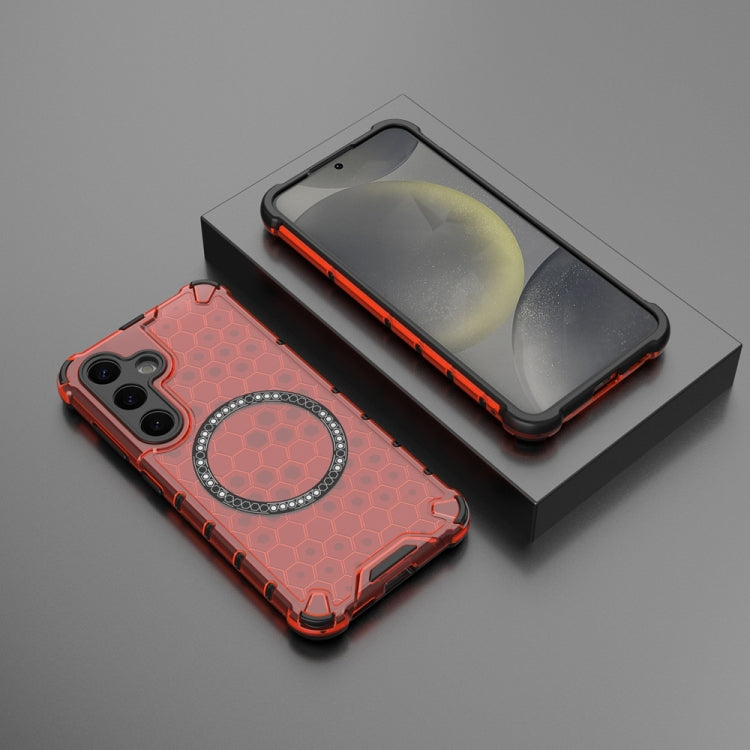 For Samsung Galaxy S24 5G Honeycomb Magnetic Ring Shockproof Phone Case