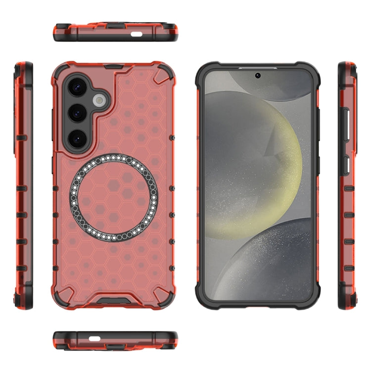 For Samsung Galaxy S24 5G Honeycomb Magnetic Ring Shockproof Phone Case