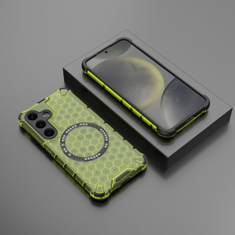 For Samsung Galaxy S24 5G Honeycomb Magnetic Ring Shockproof Phone Case