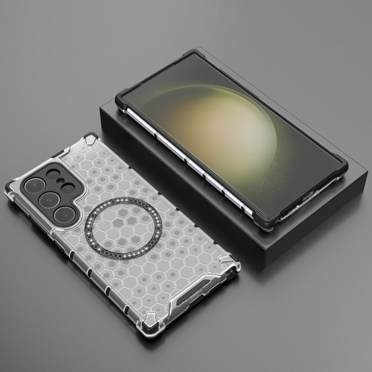 For Samsung Galaxy S24 Ultra 5G Honeycomb Magnetic Ring Shockproof Phone Case