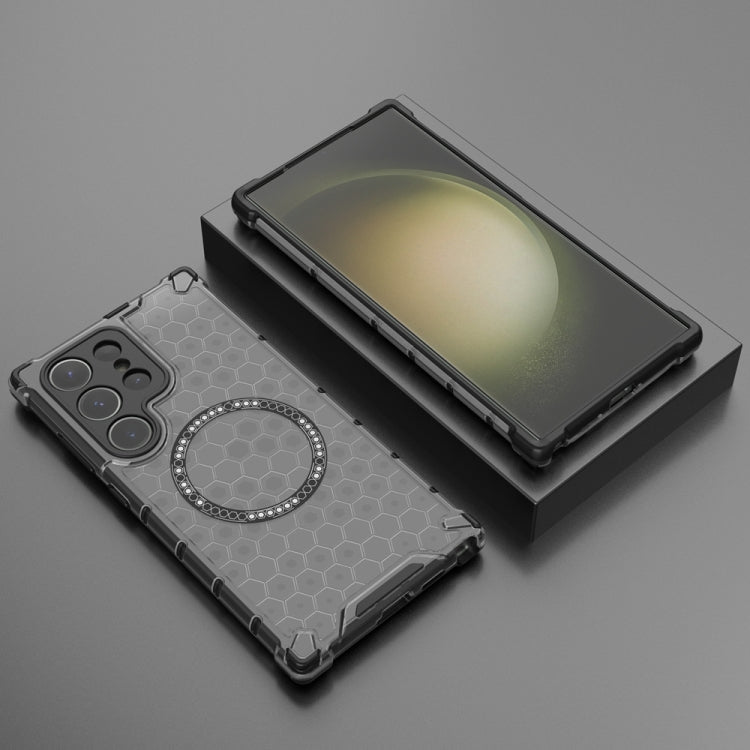 For Samsung Galaxy S24 Ultra 5G Honeycomb Magnetic Ring Shockproof Phone Case