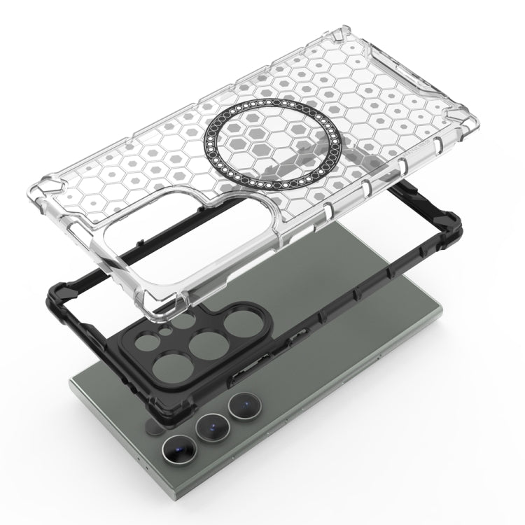 For Samsung Galaxy S24 Ultra 5G Honeycomb Magnetic Ring Shockproof Phone Case