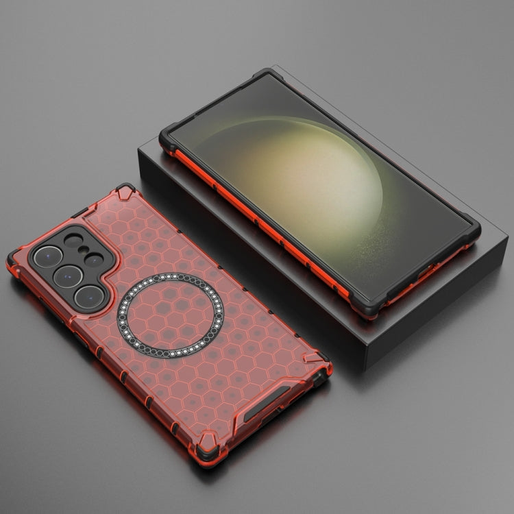 For Samsung Galaxy S24 Ultra 5G Honeycomb Magnetic Ring Shockproof Phone Case
