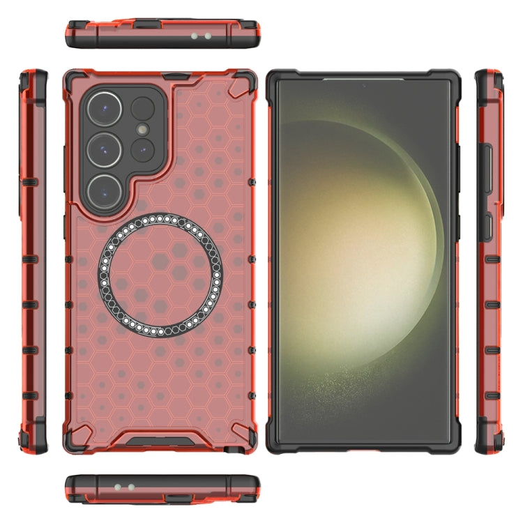 For Samsung Galaxy S24 Ultra 5G Honeycomb Magnetic Ring Shockproof Phone Case