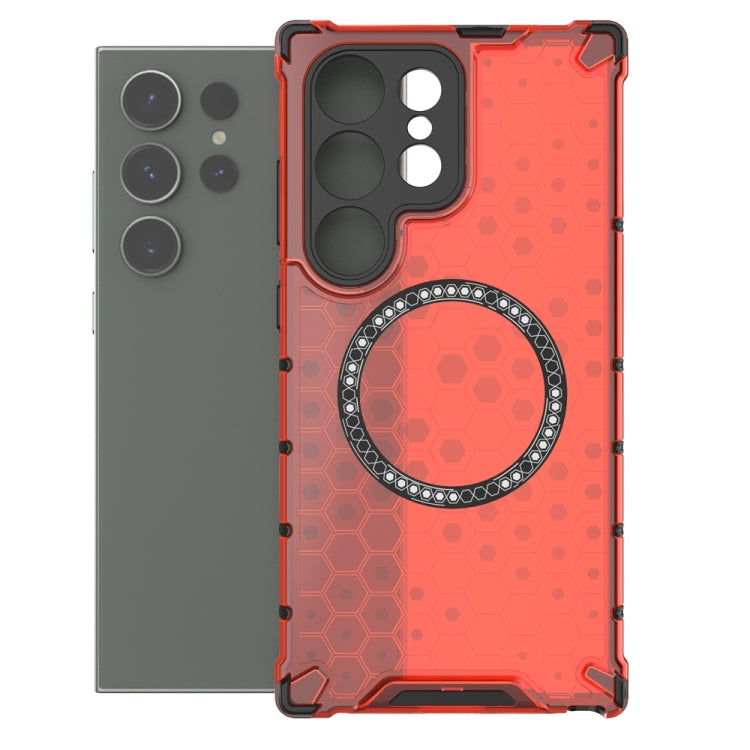 For Samsung Galaxy S24 Ultra 5G Honeycomb Magnetic Ring Shockproof Phone Case
