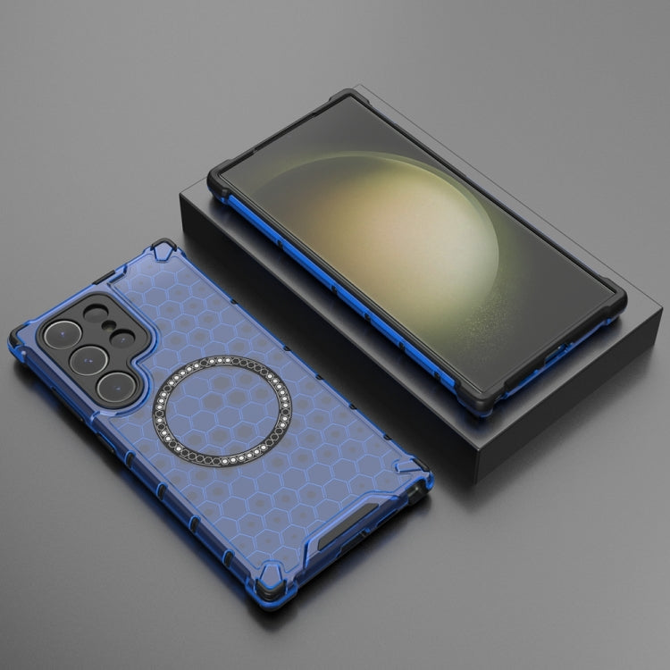 For Samsung Galaxy S24 Ultra 5G Honeycomb Magnetic Ring Shockproof Phone Case