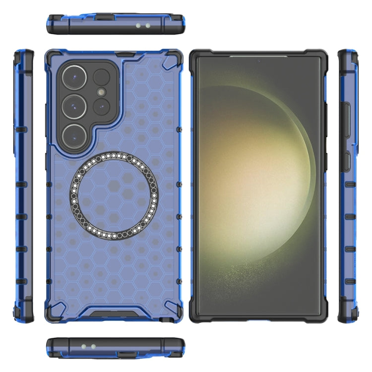 For Samsung Galaxy S24 Ultra 5G Honeycomb Magnetic Ring Shockproof Phone Case
