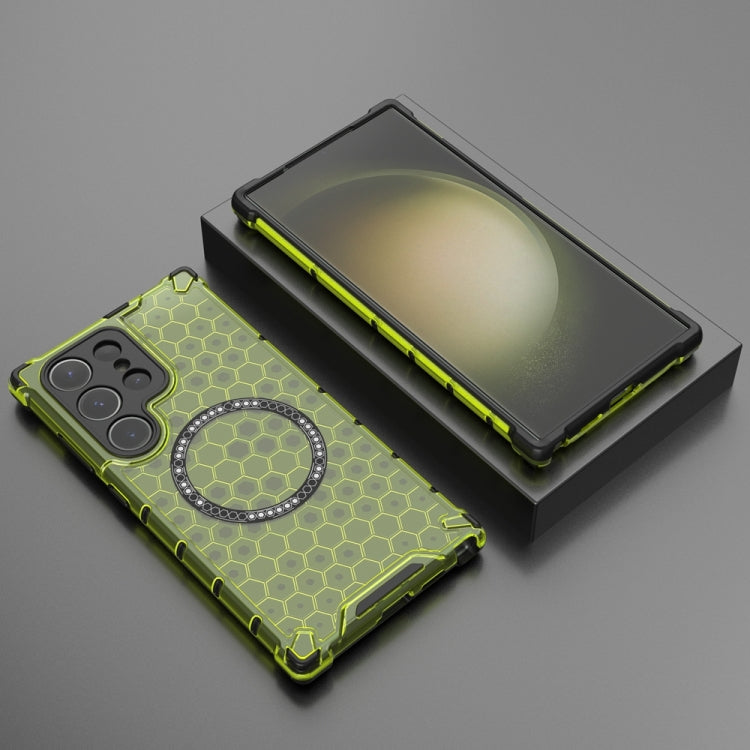 For Samsung Galaxy S24 Ultra 5G Honeycomb Magnetic Ring Shockproof Phone Case