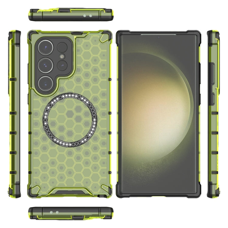 For Samsung Galaxy S24 Ultra 5G Honeycomb Magnetic Ring Shockproof Phone Case