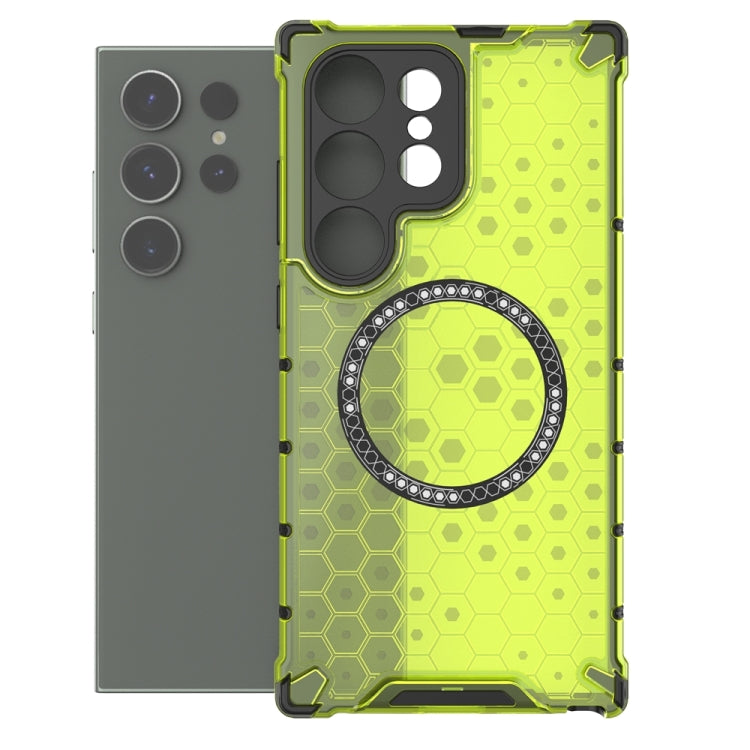 For Samsung Galaxy S24 Ultra 5G Honeycomb Magnetic Ring Shockproof Phone Case