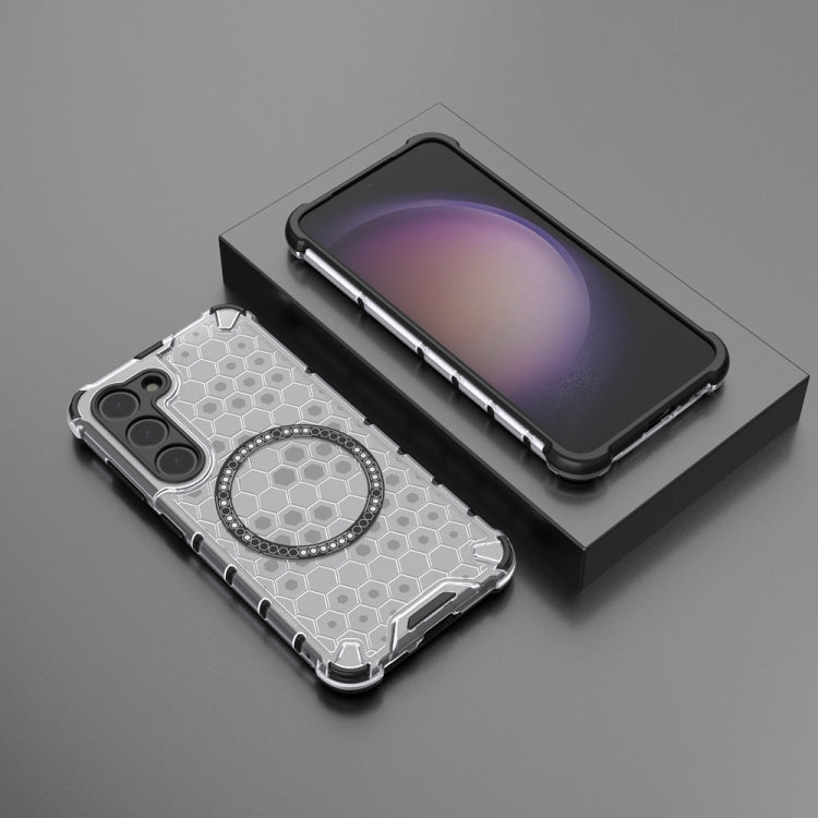 For Samsung Galaxy S23 5G Honeycomb Magnetic Ring Shockproof Phone Case