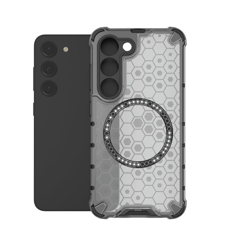 For Samsung Galaxy S23 5G Honeycomb Magnetic Ring Shockproof Phone Case