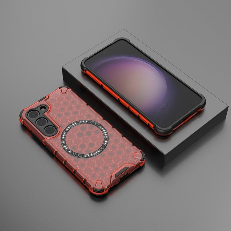 For Samsung Galaxy S23 5G Honeycomb Magnetic Ring Shockproof Phone Case