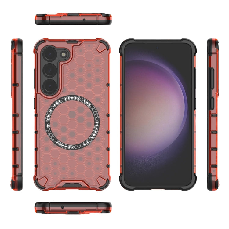 For Samsung Galaxy S23 5G Honeycomb Magnetic Ring Shockproof Phone Case