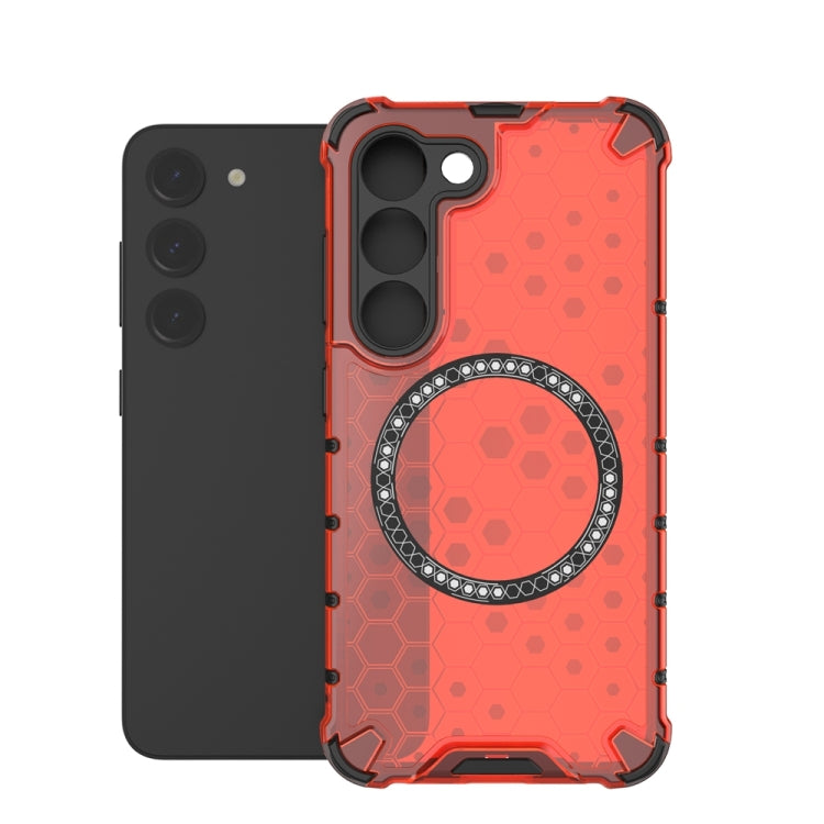 For Samsung Galaxy S23 5G Honeycomb Magnetic Ring Shockproof Phone Case