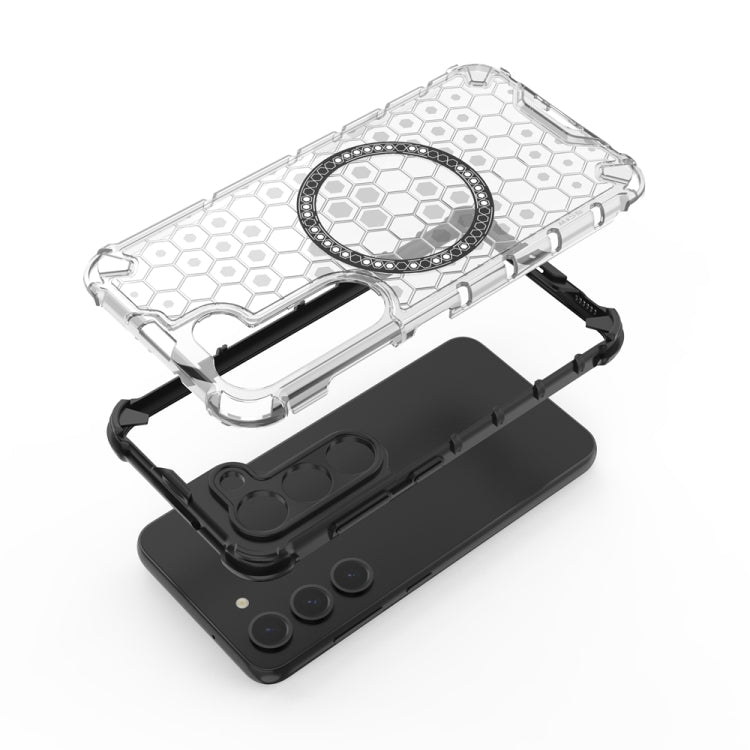 For Samsung Galaxy S23 5G Honeycomb Magnetic Ring Shockproof Phone Case
