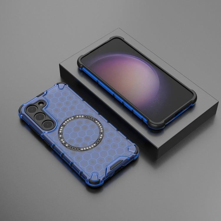 For Samsung Galaxy S23 5G Honeycomb Magnetic Ring Shockproof Phone Case