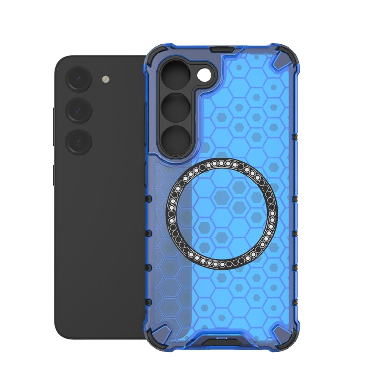 For Samsung Galaxy S23 5G Honeycomb Magnetic Ring Shockproof Phone Case