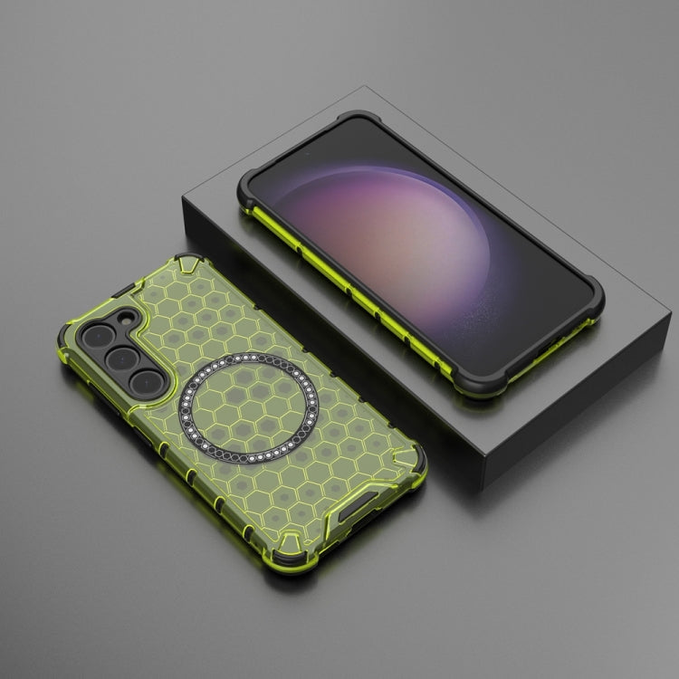 For Samsung Galaxy S23 5G Honeycomb Magnetic Ring Shockproof Phone Case