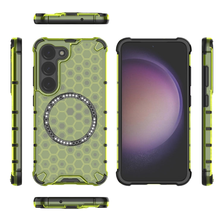 For Samsung Galaxy S23 5G Honeycomb Magnetic Ring Shockproof Phone Case