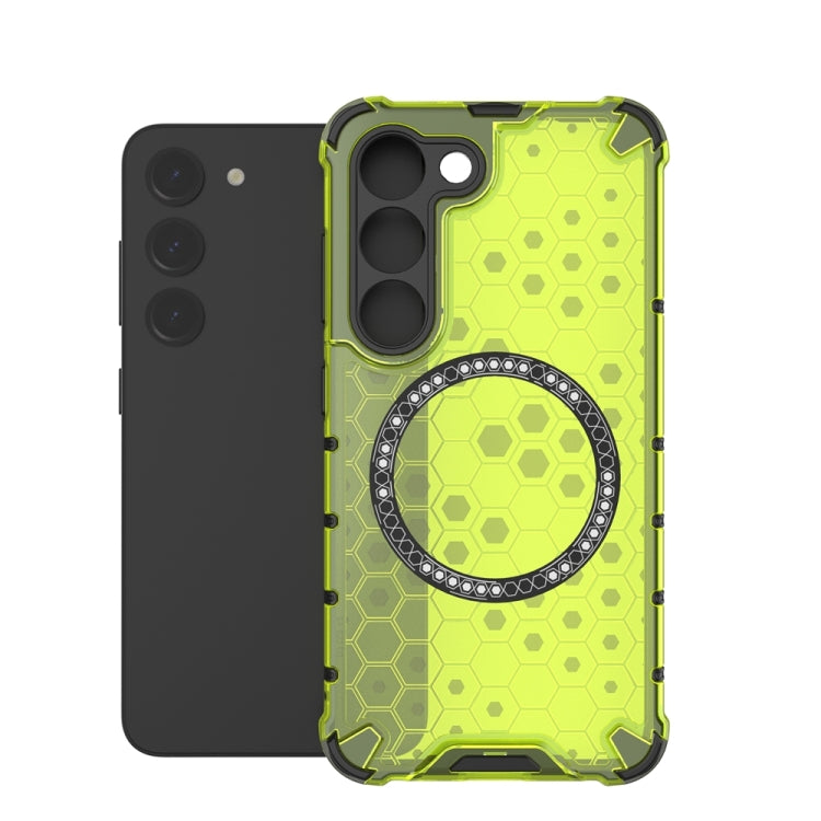 For Samsung Galaxy S23 5G Honeycomb Magnetic Ring Shockproof Phone Case