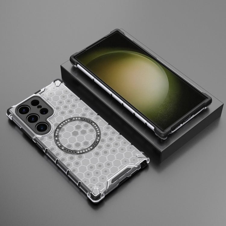 For Samsung Galaxy S23 Ultra 5G Honeycomb Magnetic Ring Shockproof Phone Case