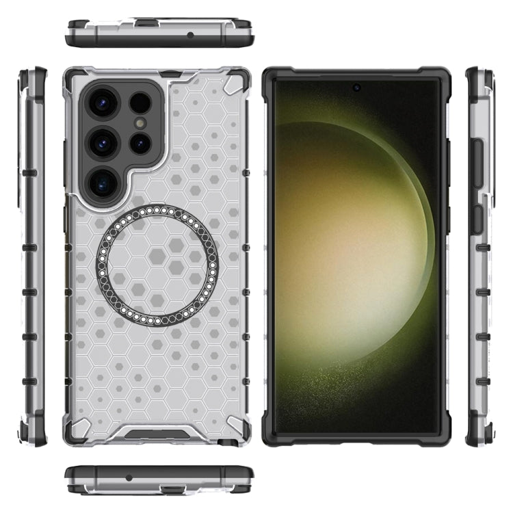 For Samsung Galaxy S23 Ultra 5G Honeycomb Magnetic Ring Shockproof Phone Case