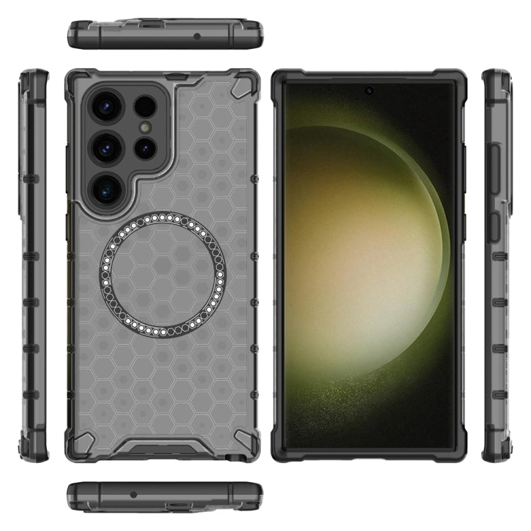 For Samsung Galaxy S23 Ultra 5G Honeycomb Magnetic Ring Shockproof Phone Case