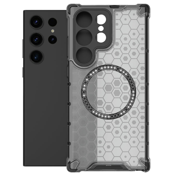 For Samsung Galaxy S23 Ultra 5G Honeycomb Magnetic Ring Shockproof Phone Case