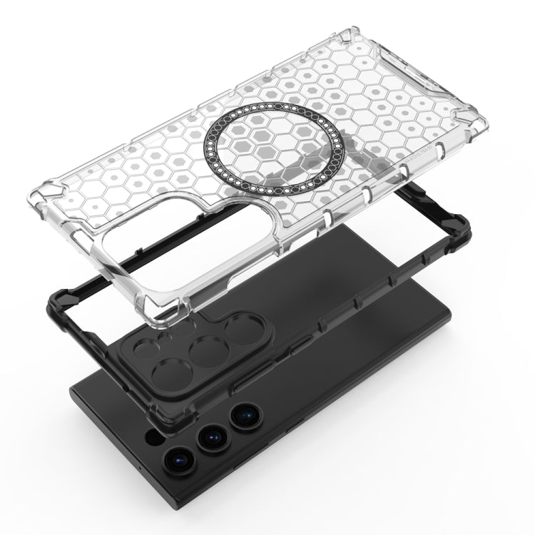 For Samsung Galaxy S23 Ultra 5G Honeycomb Magnetic Ring Shockproof Phone Case