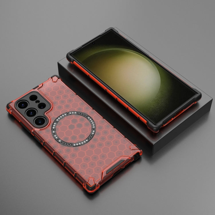 For Samsung Galaxy S23 Ultra 5G Honeycomb Magnetic Ring Shockproof Phone Case