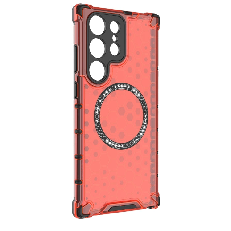 For Samsung Galaxy S23 Ultra 5G Honeycomb Magnetic Ring Shockproof Phone Case