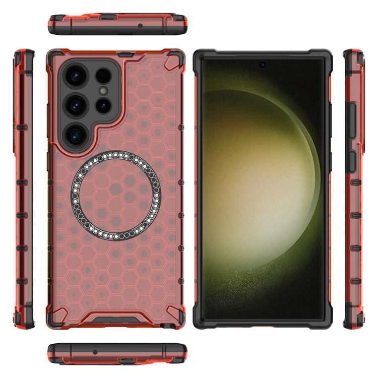 For Samsung Galaxy S23 Ultra 5G Honeycomb Magnetic Ring Shockproof Phone Case