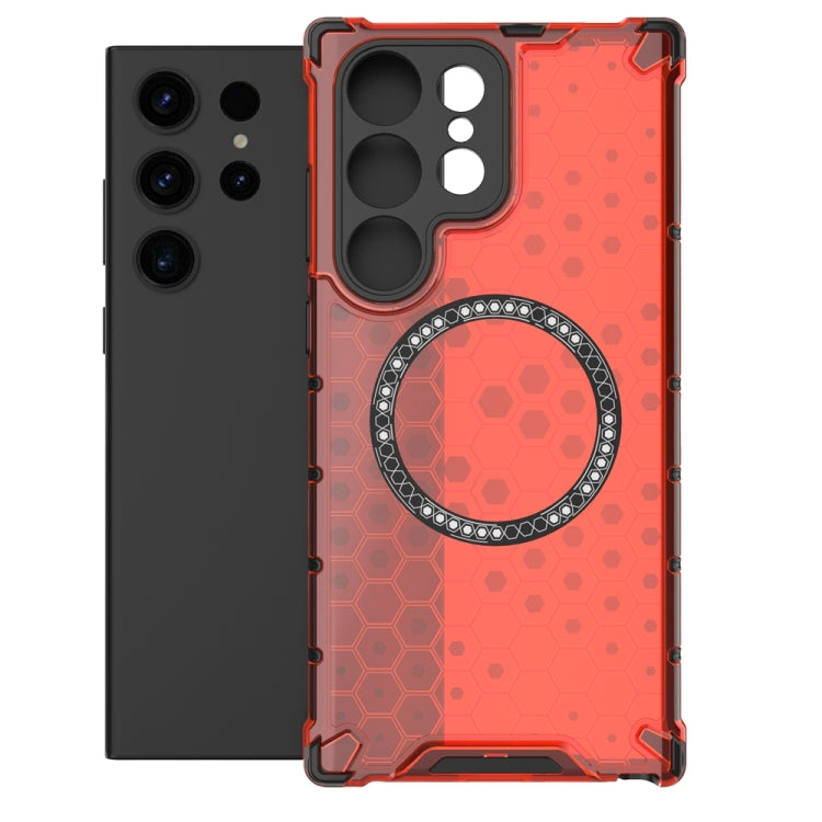 For Samsung Galaxy S23 Ultra 5G Honeycomb Magnetic Ring Shockproof Phone Case