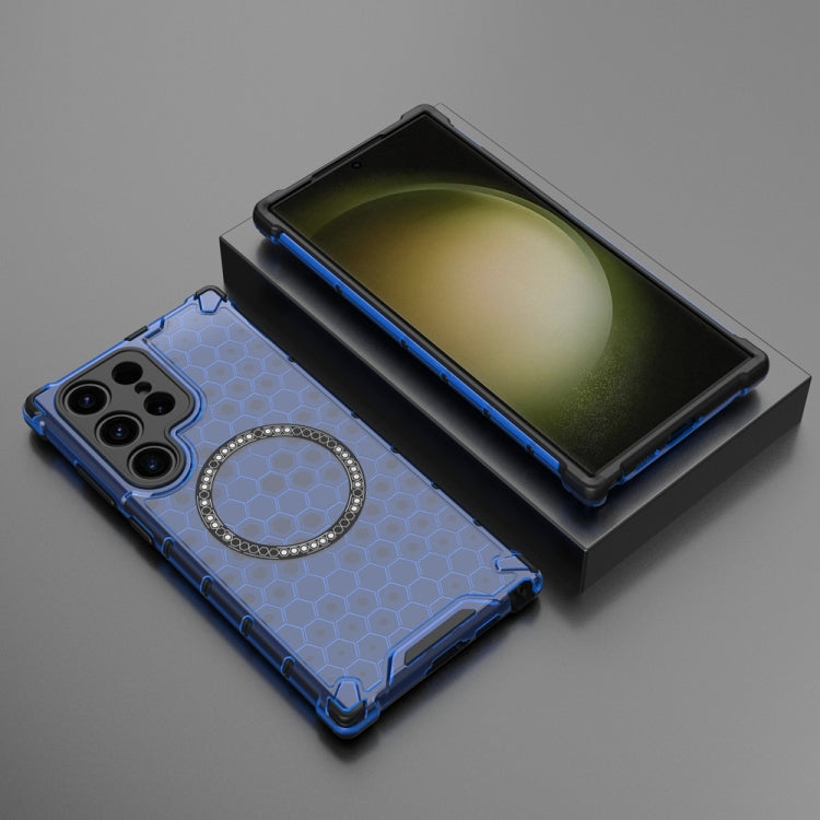 For Samsung Galaxy S23 Ultra 5G Honeycomb Magnetic Ring Shockproof Phone Case