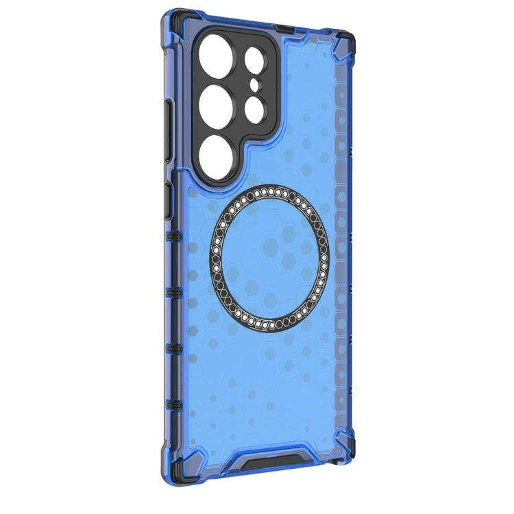 For Samsung Galaxy S23 Ultra 5G Honeycomb Magnetic Ring Shockproof Phone Case