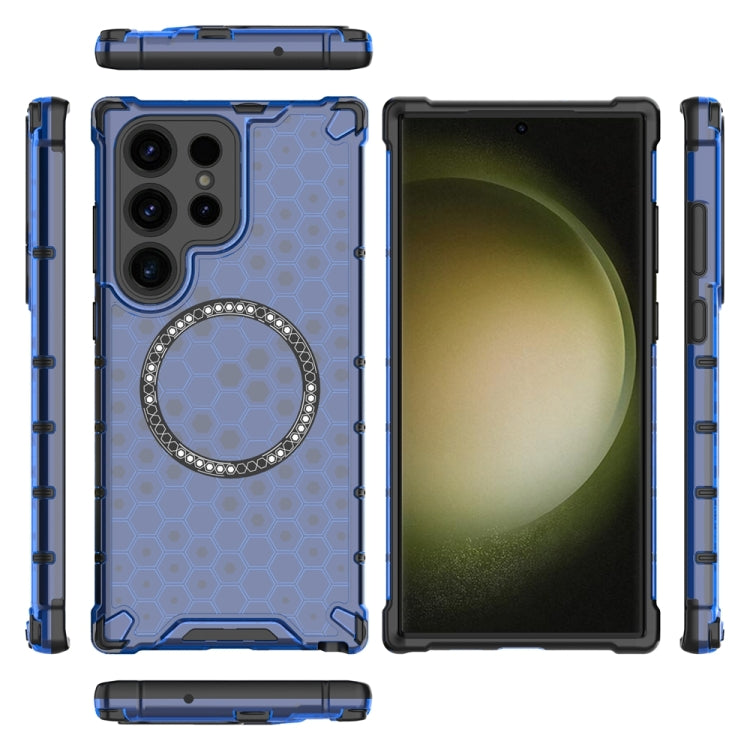 For Samsung Galaxy S23 Ultra 5G Honeycomb Magnetic Ring Shockproof Phone Case