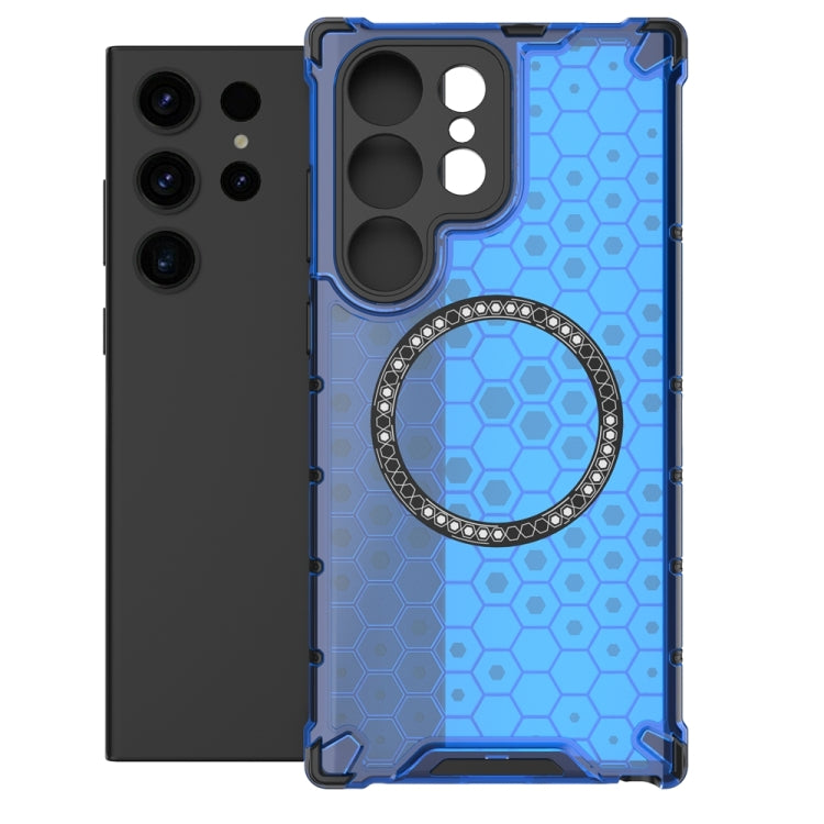 For Samsung Galaxy S23 Ultra 5G Honeycomb Magnetic Ring Shockproof Phone Case