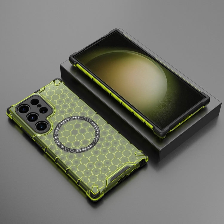 For Samsung Galaxy S23 Ultra 5G Honeycomb Magnetic Ring Shockproof Phone Case