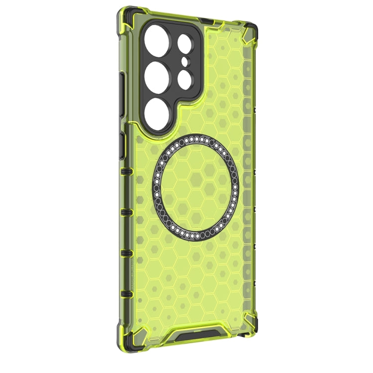 For Samsung Galaxy S23 Ultra 5G Honeycomb Magnetic Ring Shockproof Phone Case