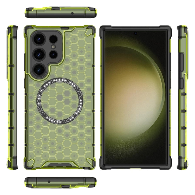 For Samsung Galaxy S23 Ultra 5G Honeycomb Magnetic Ring Shockproof Phone Case
